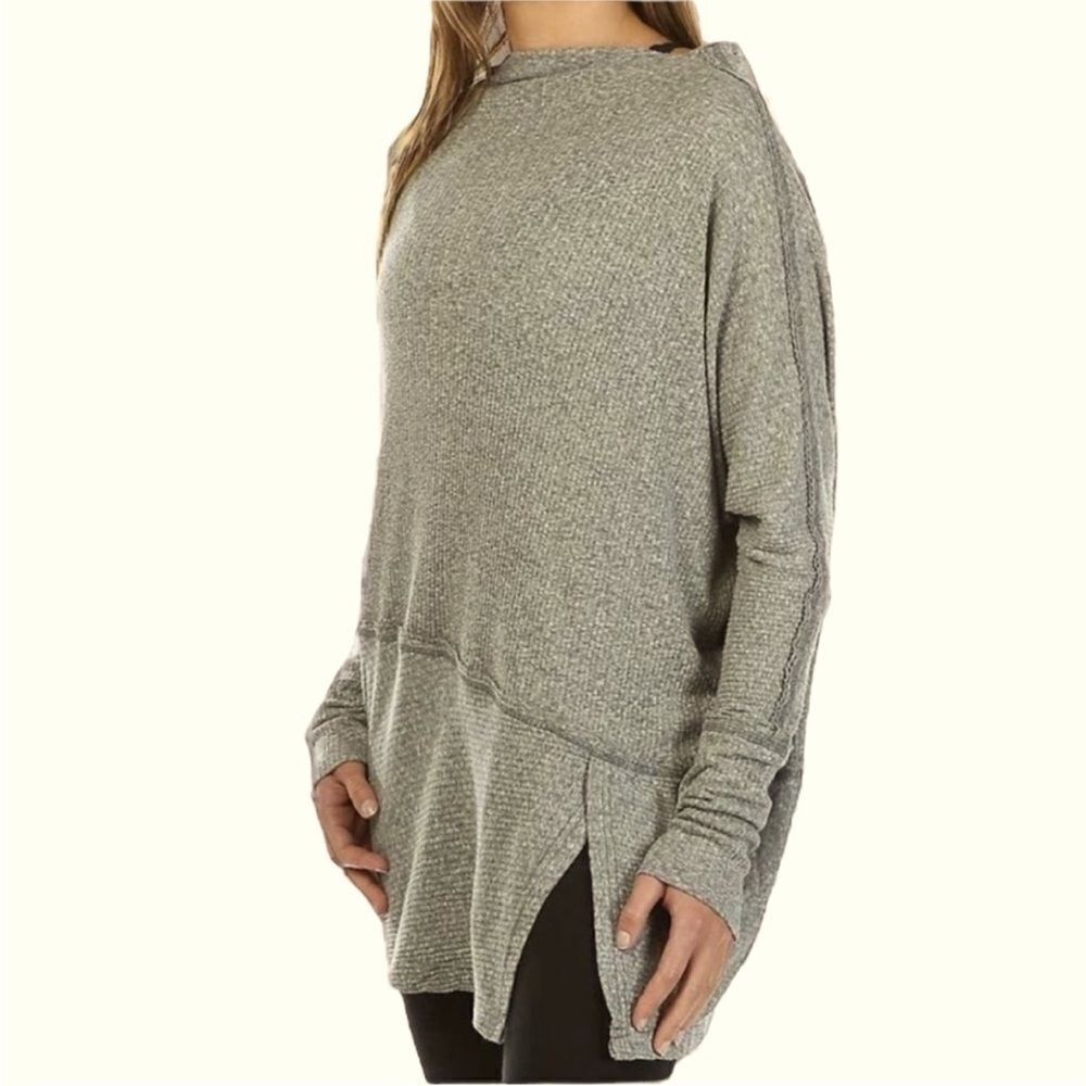 Revolve Free People Londontown Thermal Long Sleeve Tunic Top Khaki Green